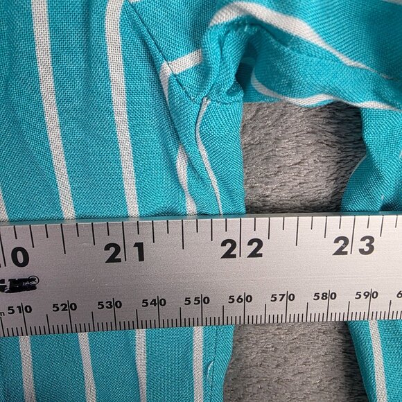 Womens Grand & Greene Blue & White Striped Blouse Button Up Long Sleeve Rayon M - Picture 5 of 8
